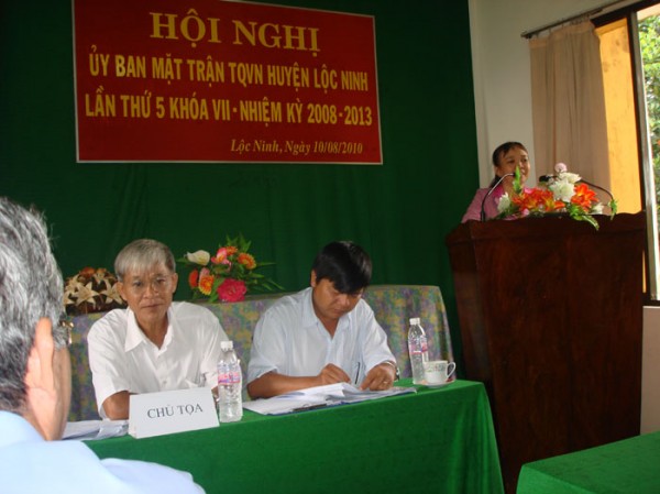 Ủy ban mặt trận tổ quốc Việt Nam huyện Lộc Ninh tổ chức Hội nghị lần thứ 5 khóa VII(Nhiệm kỳ 2008-2013)