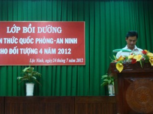 Hội đồng giáo dục quốc phòng - an ninh huyện Lộc Ninh xây dựng Kế hoạch tổ chức lớp bồi dưỡng kiến thức quốc phòng- An ninh đợt 2 năm 2012 cho đối tượng 4